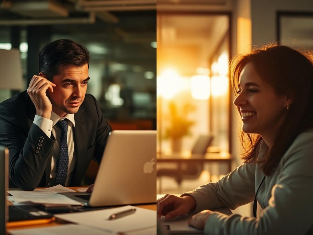 Corporate worker under stress at work